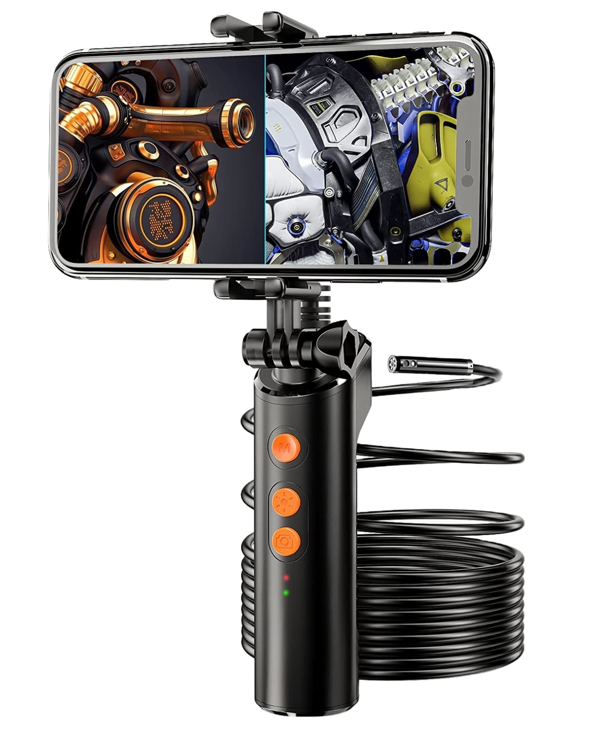 Video endoscop Wifi, camera de inspectie cu camera duala frontal si lateral, 1080P HD, cu lumini LED, impermeabila IP68, pentru smartphone Android, iPhone