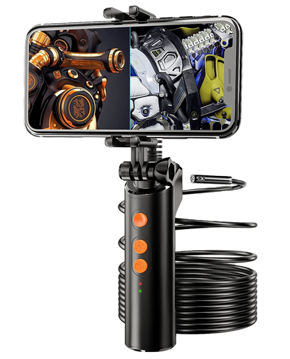 Video endoscop Wifi, camera de inspectie cu camera duala frontal si lateral, 1080P HD, cu lumini LED, impermeabila IP68, pentru smartphone Android, iPhone