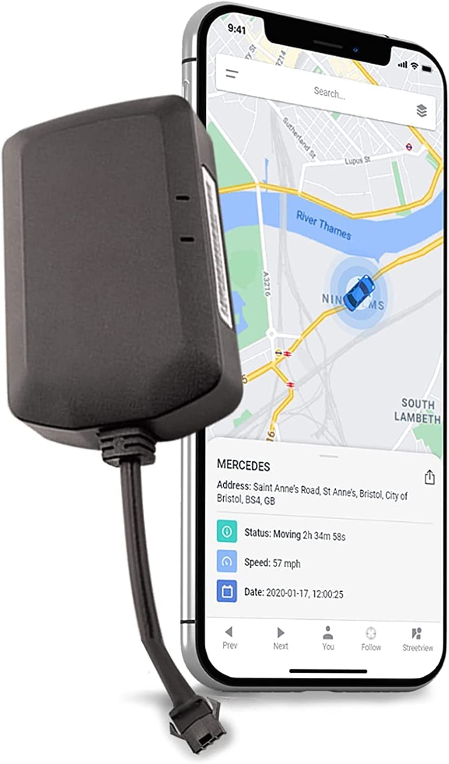Tracker GPS auto, cu geo-fencing, alarma de miscare, starea bateriei, alarma de viteza, SIM integrat, urmarire live prin aplicatie