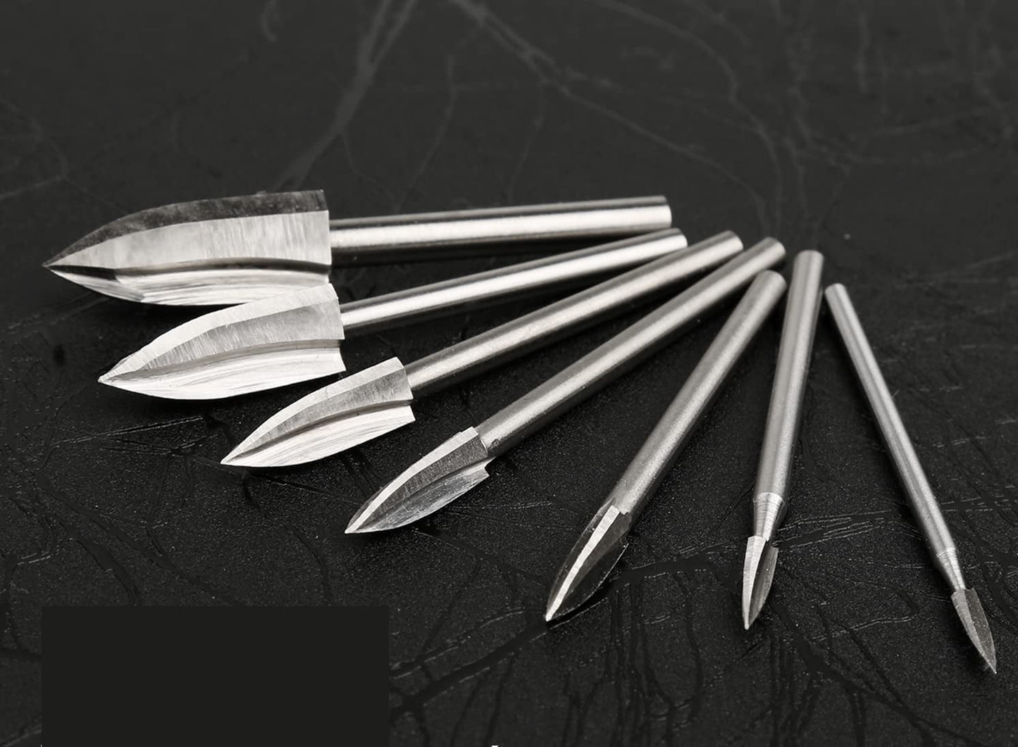 Set de 7 freze HSS 2,35-10mm, pentru lemn, de gravat si sculptat, pentru unelte rotative