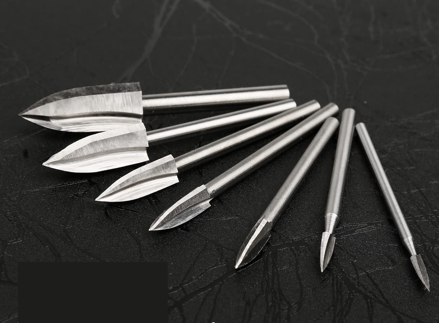 Set de 7 freze HSS 2,35-10mm, pentru lemn, de gravat si sculptat, pentru unelte rotative