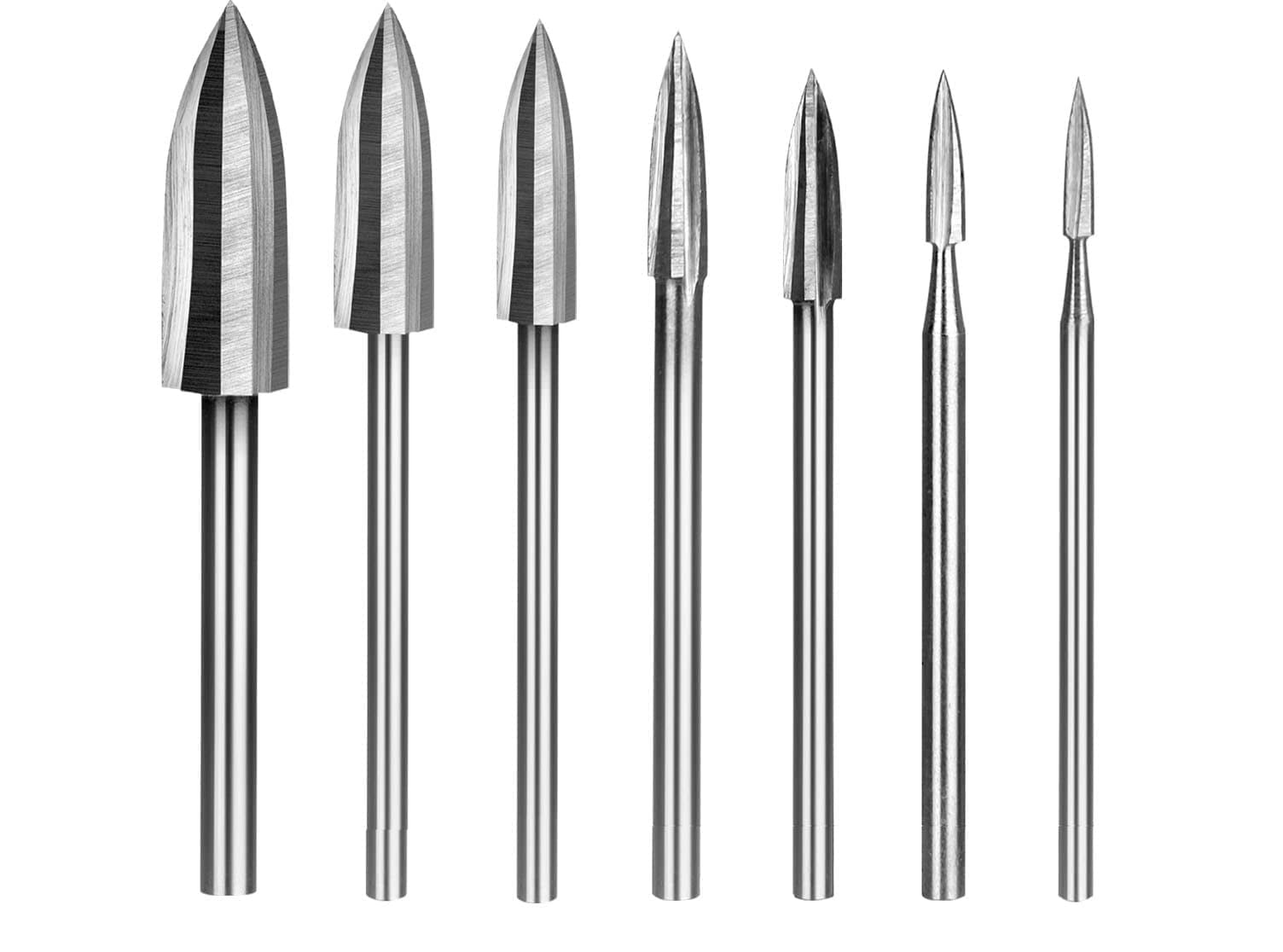 Set de 7 freze HSS 2,35-10mm, pentru lemn, de gravat si sculptat, pentru unelte rotative