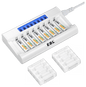 Set de 8 baterii AAA 1100 mAh reincarcabile si incarcator AA/AAA cu afisaj LED si 8 canale, incarcare rapida 5V 2A