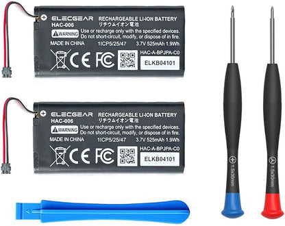 Set de 2 acumulatori compatibili cu Controler Nintendo Switch Joy-Con Pair HAC-015, baterie HAC-006 3,7 V 525 mAh 1,9 Wh cu instrumente de reparatii