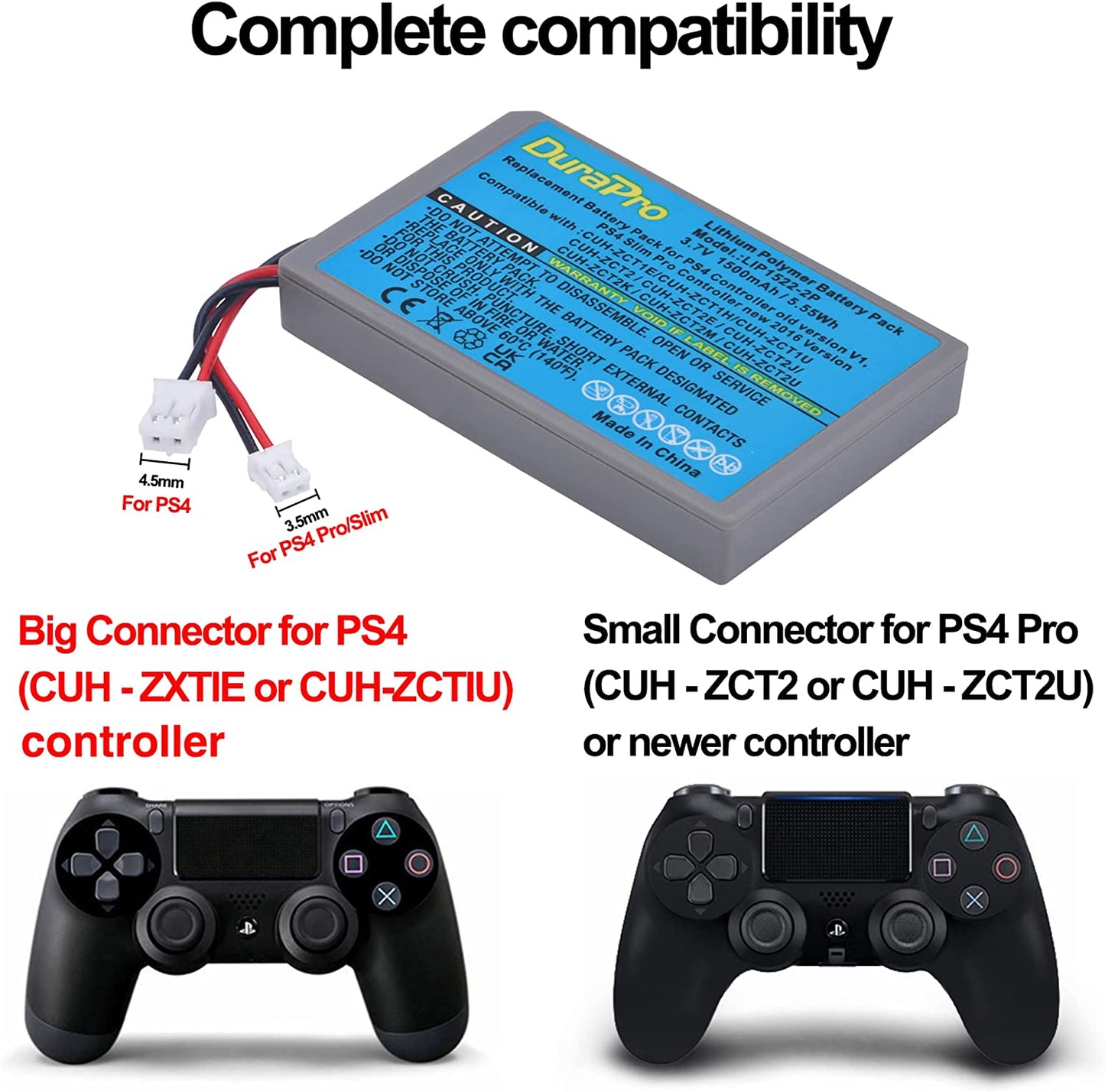 Set de 2 acumulatori LIP1522 KCR1410 2000 mAh, compatibili cu Controler Sony Dualshock 4, Playstation 4, PS4 Slim, PS4 Pro, CUH-ZCT2, CUH-ZCT2E, CUH-ZCT1E, CUH-ZCT1U