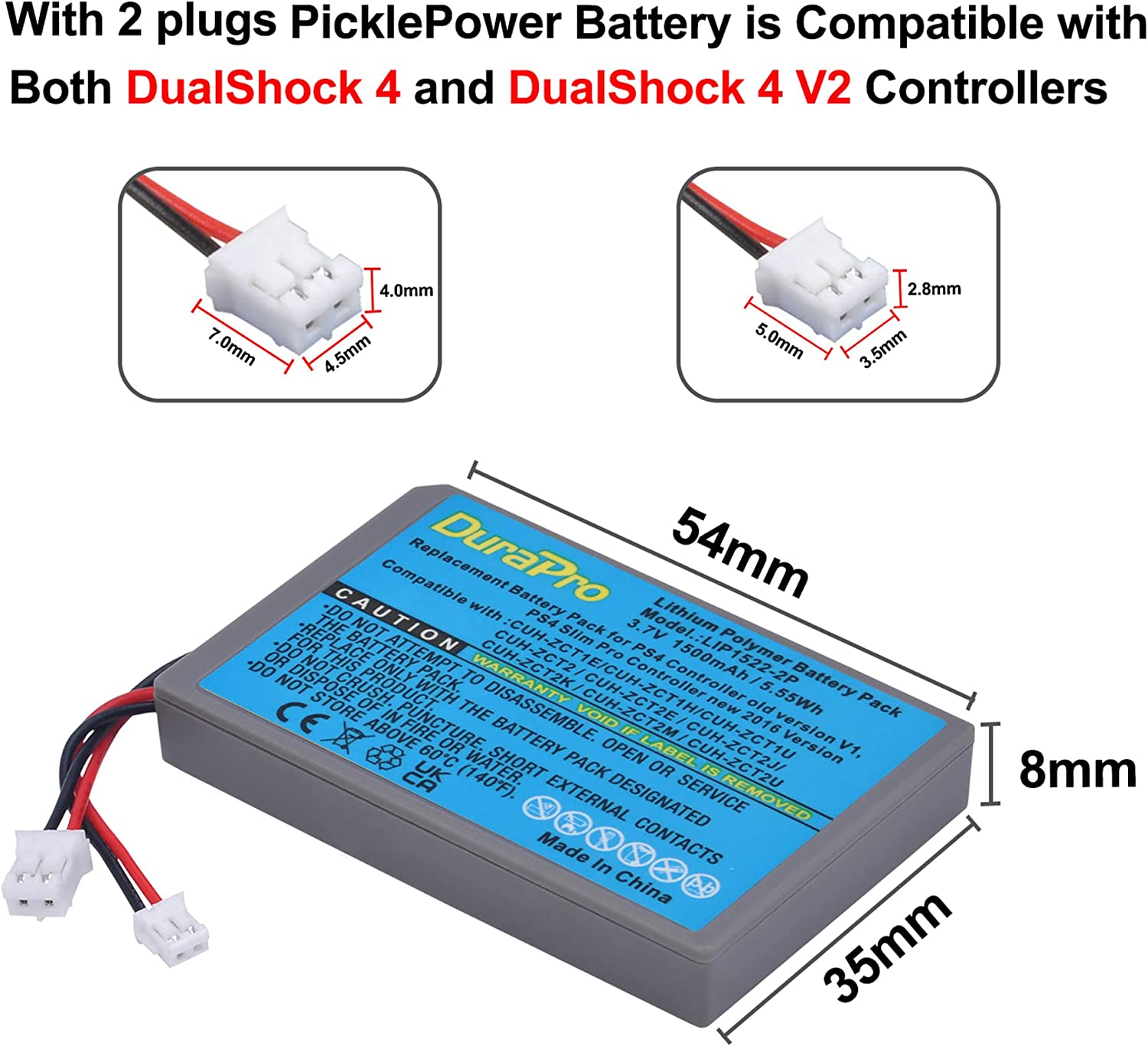 Set de 2 acumulatori LIP1522 KCR1410 2000 mAh, compatibili cu Controler Sony Dualshock 4, Playstation 4, PS4 Slim, PS4 Pro, CUH-ZCT2, CUH-ZCT2E, CUH-ZCT1E, CUH-ZCT1U