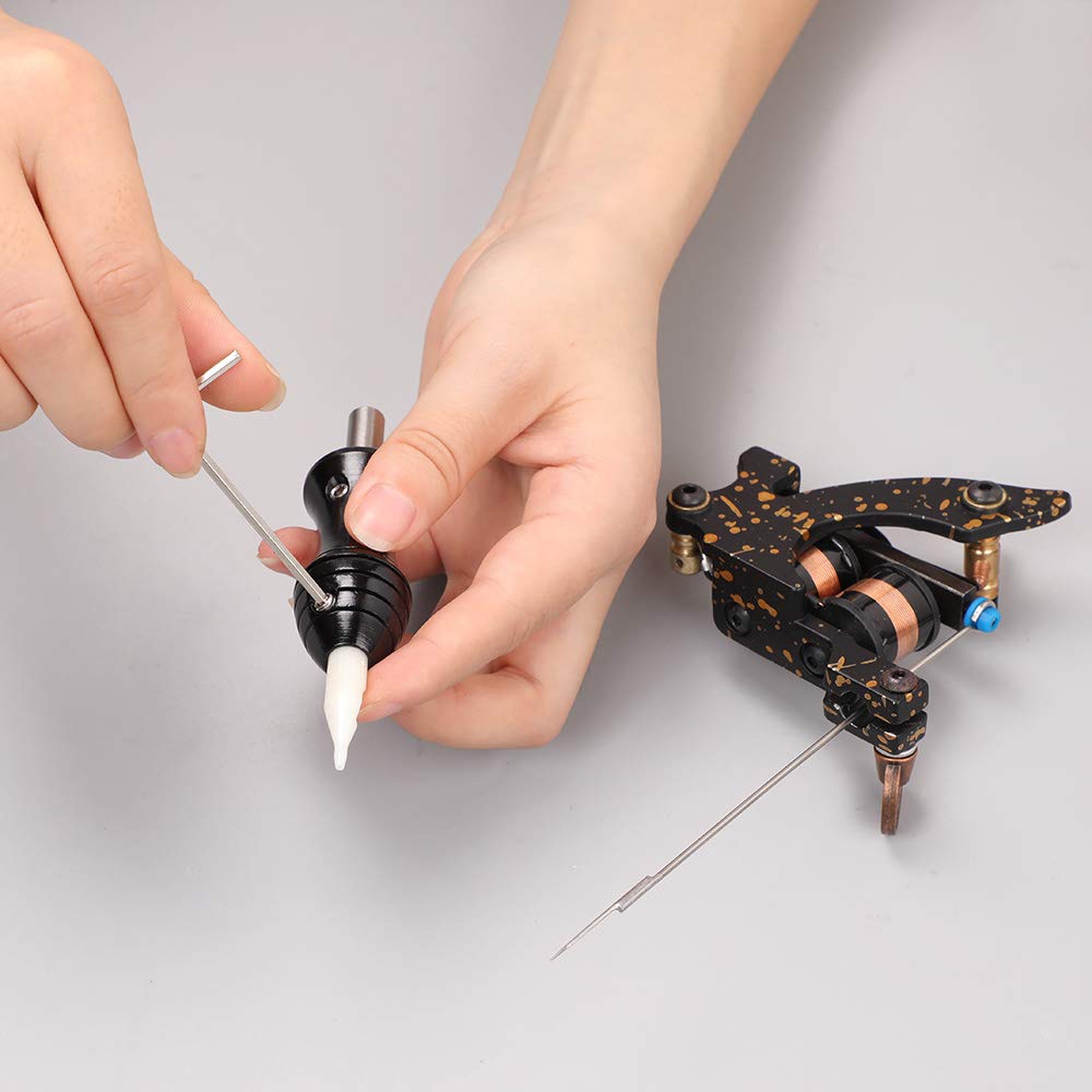 Set de 2 masini de tatuat Pro cu sursa de alimentare, 20 de ace pentru tatuaj, 7 sticlute cerneala, aparat de tatuaje cu bobina si kit de accesorii Hawink TK-HW2005