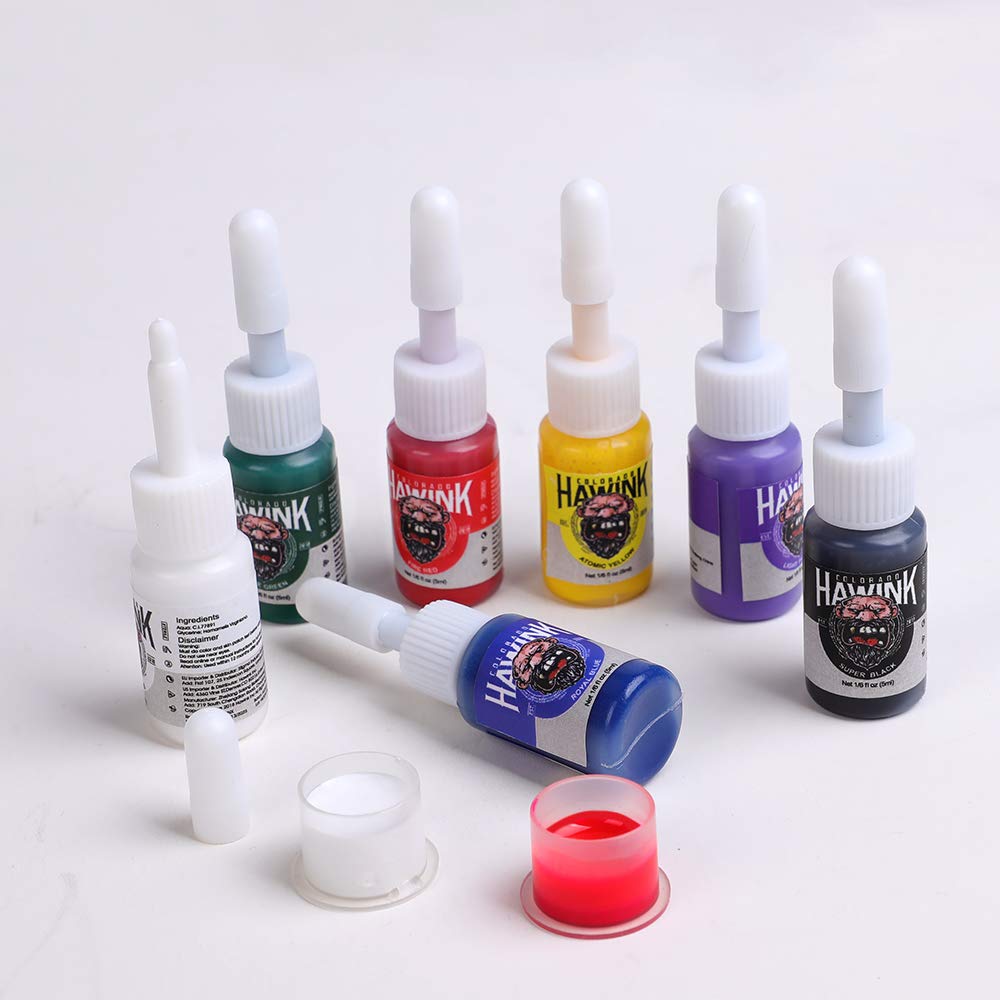 Set de 2 masini de tatuat Pro cu sursa de alimentare, 20 de ace pentru tatuaj, 7 sticlute cerneala, aparat de tatuaje cu bobina si kit de accesorii Hawink TK-HW2005