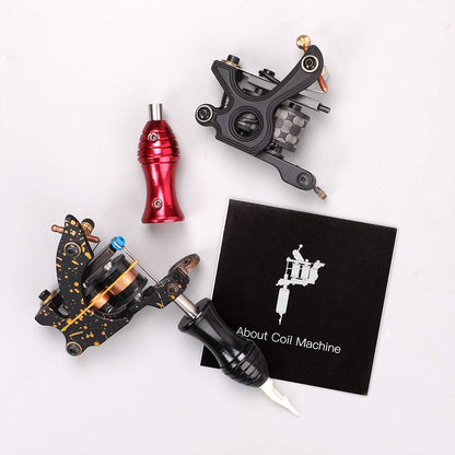 Set de 2 masini de tatuat Pro cu sursa de alimentare, 20 de ace pentru tatuaj, 7 sticlute cerneala, aparat de tatuaje cu bobina si kit de accesorii Hawink TK-HW2005