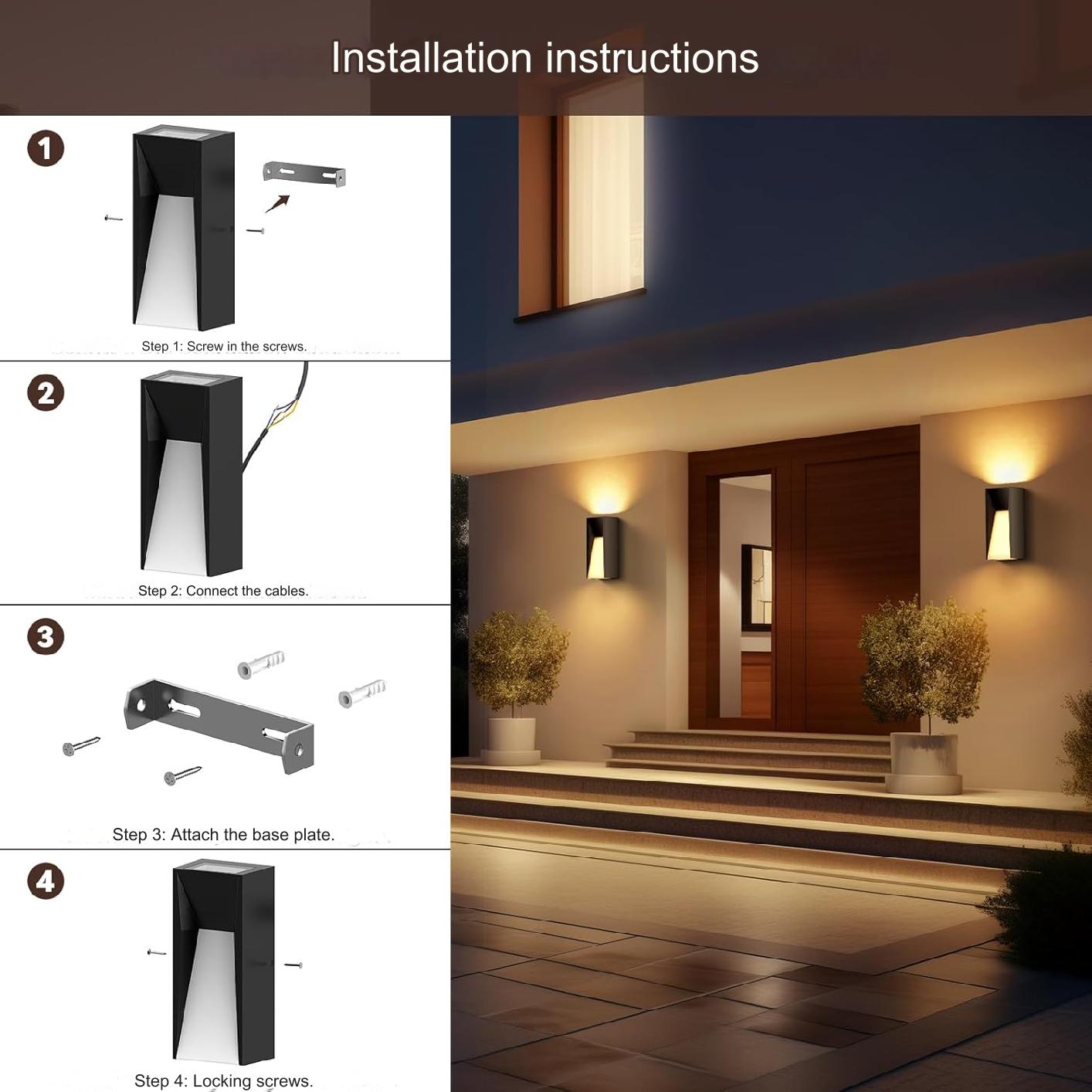 Lampa LED, aplica de perete pentru interior si exterior, impermeabila IP65, 23000 lumeni, 3000 K, design modern, din aluminiu