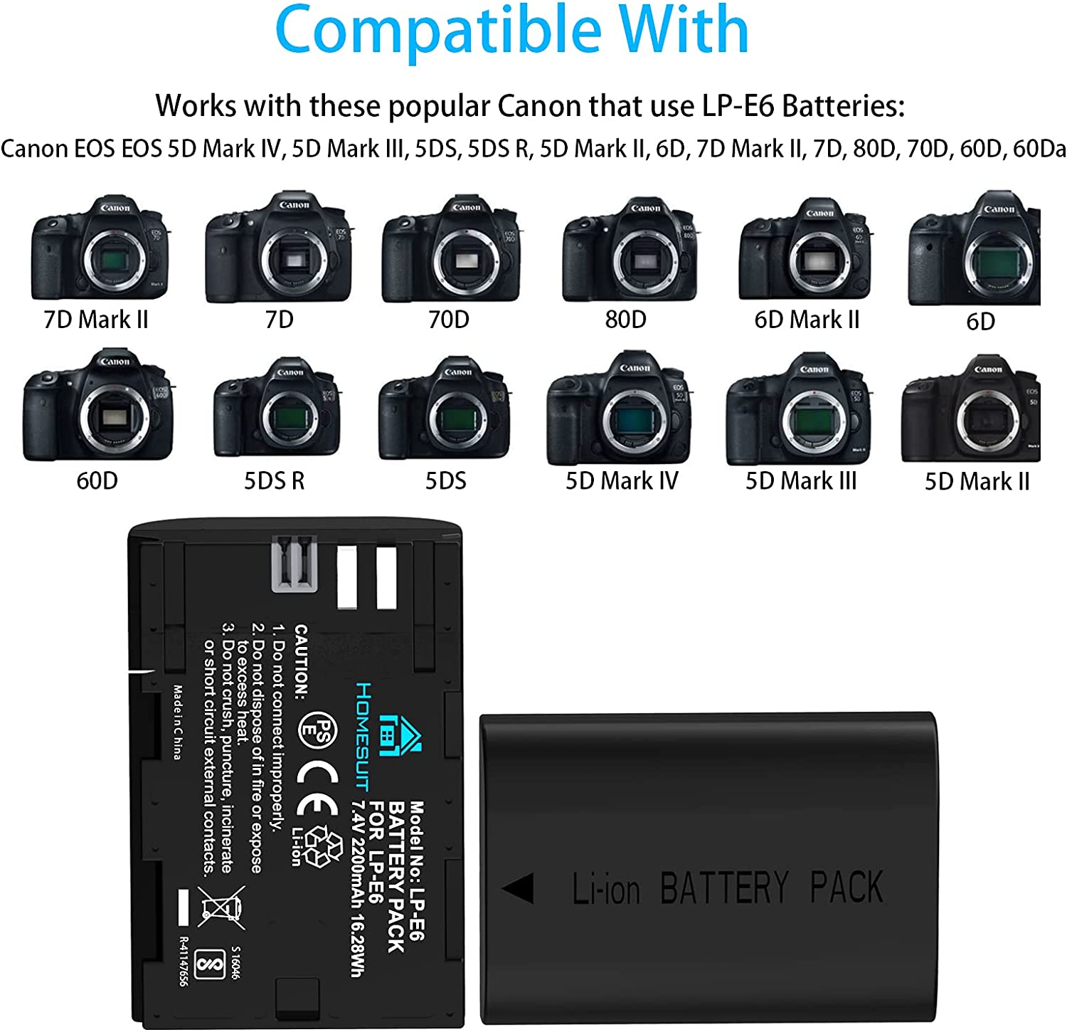 Set de 2 acumulatori LP-E6 2200 mAh cu incarcator dublu cu display LCD, pentru Canon 5D Mark II III IV, 5Ds, 6D, 70D, 80D