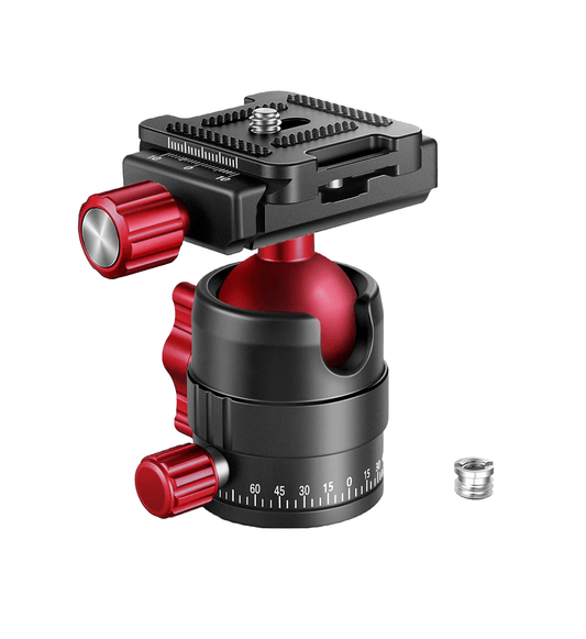 Cap trepied cu bila rotativ la 360° cu placa de eliberare rapida, din aluminiu, surub 1/4 inch si filet 3/8 inch, sarcina maxima 5 kg, pentru camera foto DSLR, NEEWER GM28