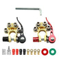 Set borne baterie auto cu 4 terminale si cleme eliberare rapida, tub termoconectabil, terminal conductori tip inelar, 2 saibe anticoroziune si perie curatare