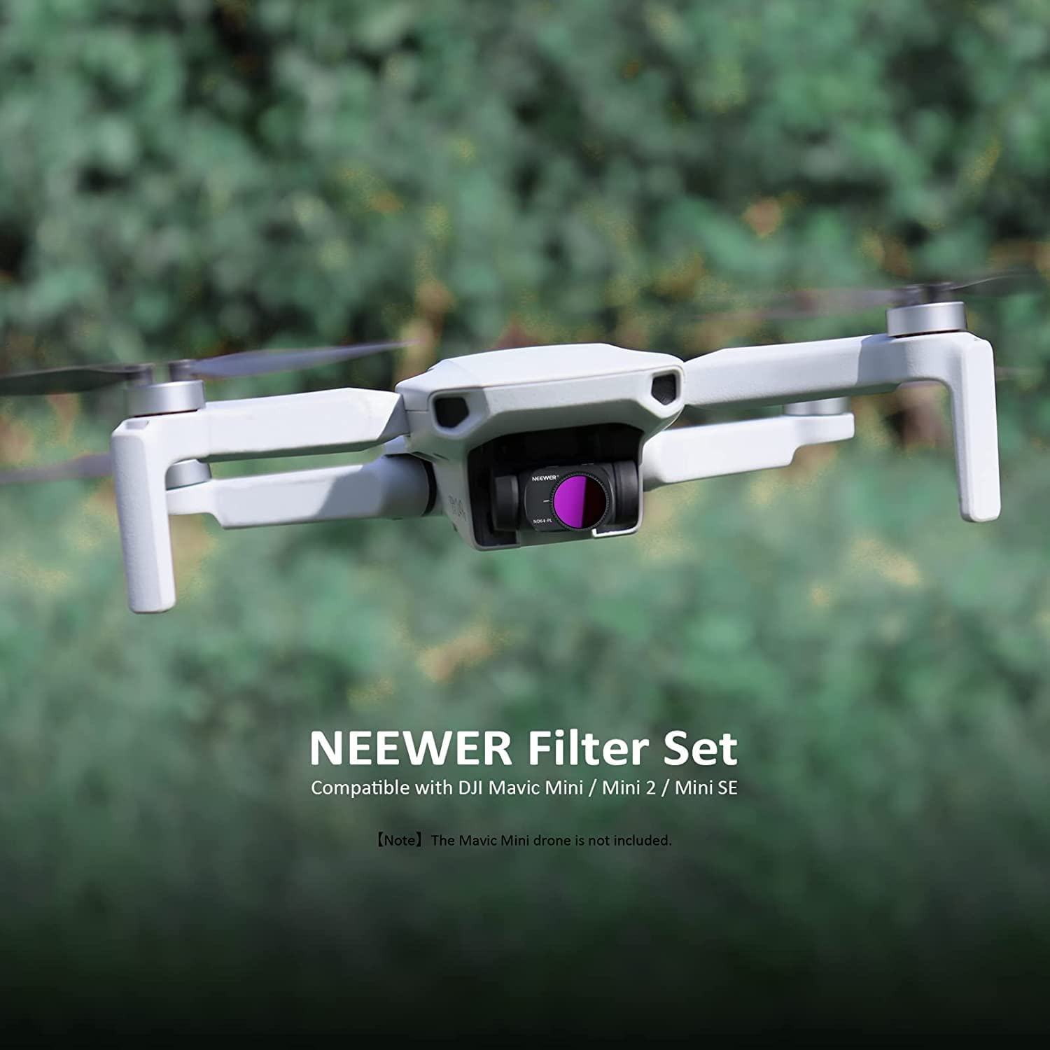 Set 5 filtre ND polarizate compatibile cu DJI Mavic Mini/Mini 2/Mini SE, incluzand ND4PL ND8PL ND16PL ND32PL ND64PL, profesional, cu laveta si cutie de depozitare, Neewer