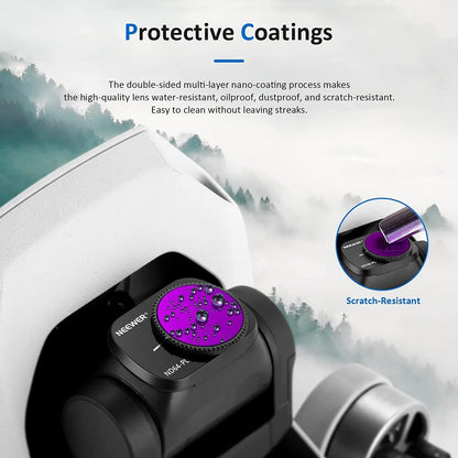 Set 5 filtre ND polarizate compatibile cu DJI Mavic Mini/Mini 2/Mini SE, incluzand ND4PL ND8PL ND16PL ND32PL ND64PL, profesional, cu laveta si cutie de depozitare, Neewer