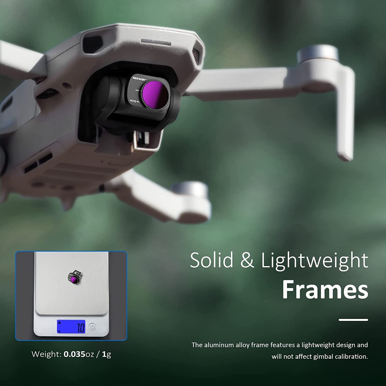Set 5 filtre ND polarizate compatibile cu DJI Mavic Mini/Mini 2/Mini SE, incluzand ND4PL ND8PL ND16PL ND32PL ND64PL, profesional, cu laveta si cutie de depozitare, Neewer