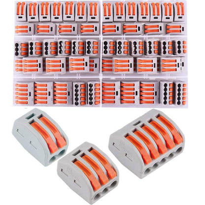 Set 60 conectori doza pentru conductori electrici, cleme cablu cu 20 piese cu 2 pini, 30 piese cu 3 pini, 10 piese cu 5 pini, conectare rapida prin clema