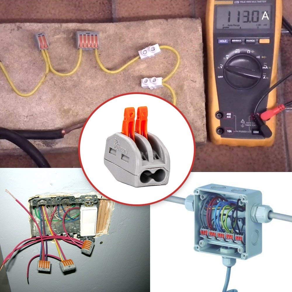 Set 60 conectori doza pentru conductori electrici, cleme cablu cu 20 piese cu 2 pini, 30 piese cu 3 pini, 10 piese cu 5 pini, conectare rapida prin clema