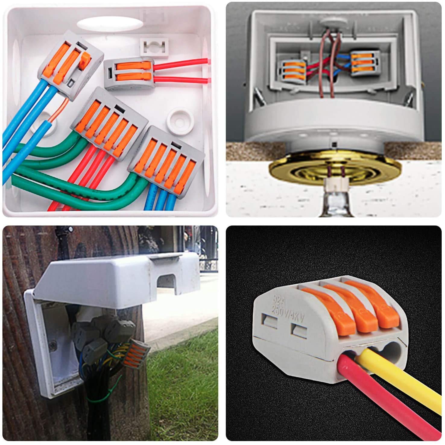 Set 60 conectori doza pentru conductori electrici, cleme cablu cu 20 piese cu 2 pini, 30 piese cu 3 pini, 10 piese cu 5 pini, conectare rapida prin clema