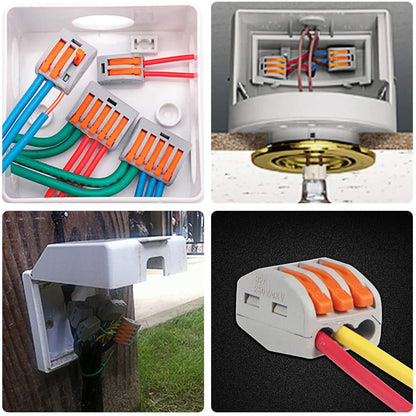Set 60 conectori doza pentru conductori electrici, cleme cablu cu 20 piese cu 2 pini, 30 piese cu 3 pini, 10 piese cu 5 pini, conectare rapida prin clema