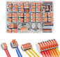 Set 100 conectori doza, cleme cablu cu eliberare rapida, 45 piese 3 pini, 40 piese cu 2 pini, 10 piese cu 5 pini si 5 piese cu 8 pini, pentru conductori electrici