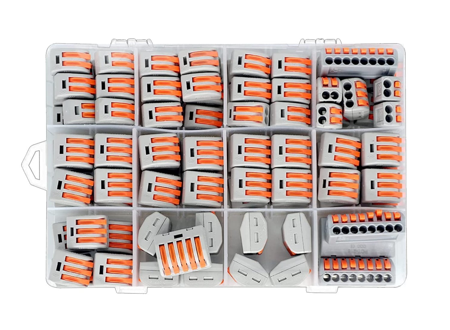 Set 100 conectori doza, cleme cablu cu eliberare rapida, 45 piese 3 pini, 40 piese cu 2 pini, 10 piese cu 5 pini si 5 piese cu 8 pini, pentru conductori electrici