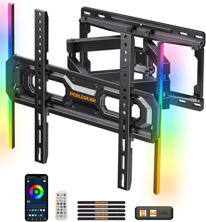 Suport TV de perete, universal, LED cu Sincronizare Muzicala, brat reglabil, diagonala de 26-65 inch, suporta greutate pana la 45 kg, VESA 400 x 400 mm