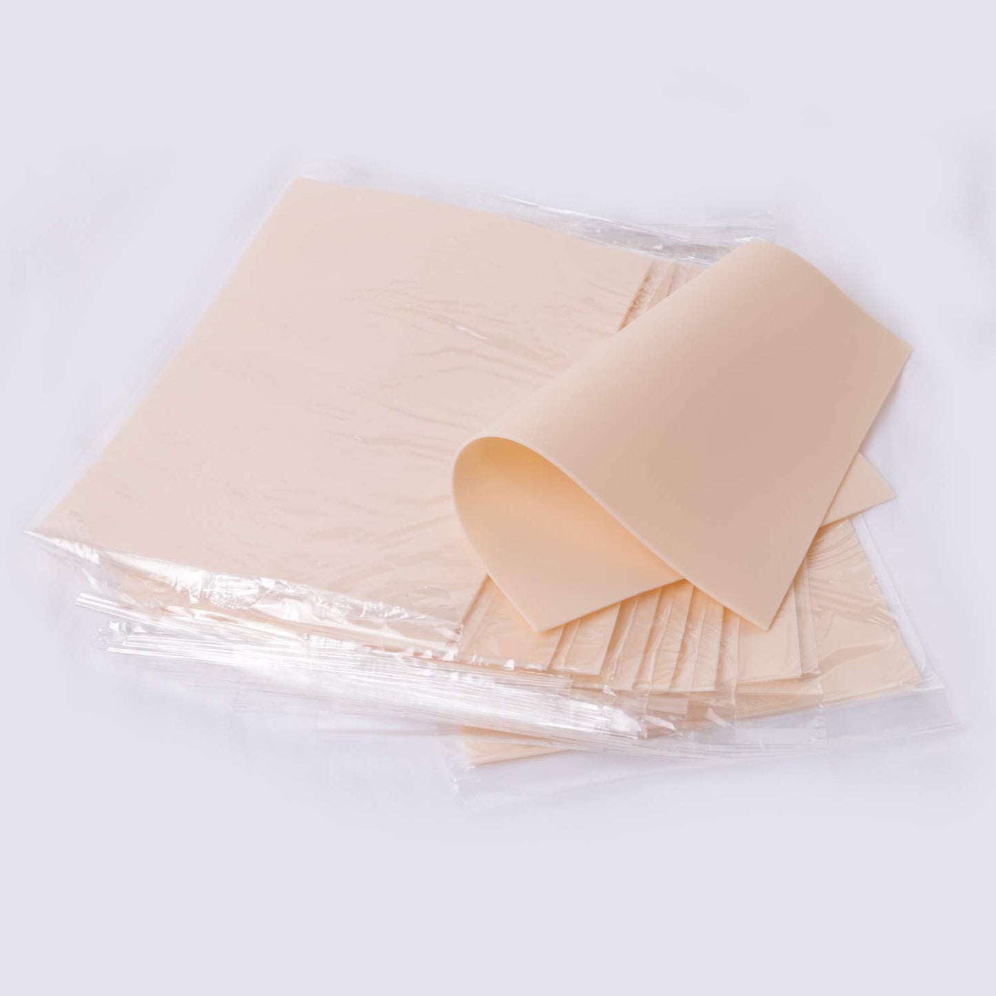 Set 10 piei artificiale practica, piele pentru micropigmentare si tatuaje, cu 2 fete, 20 x 15 cm din cauciuc