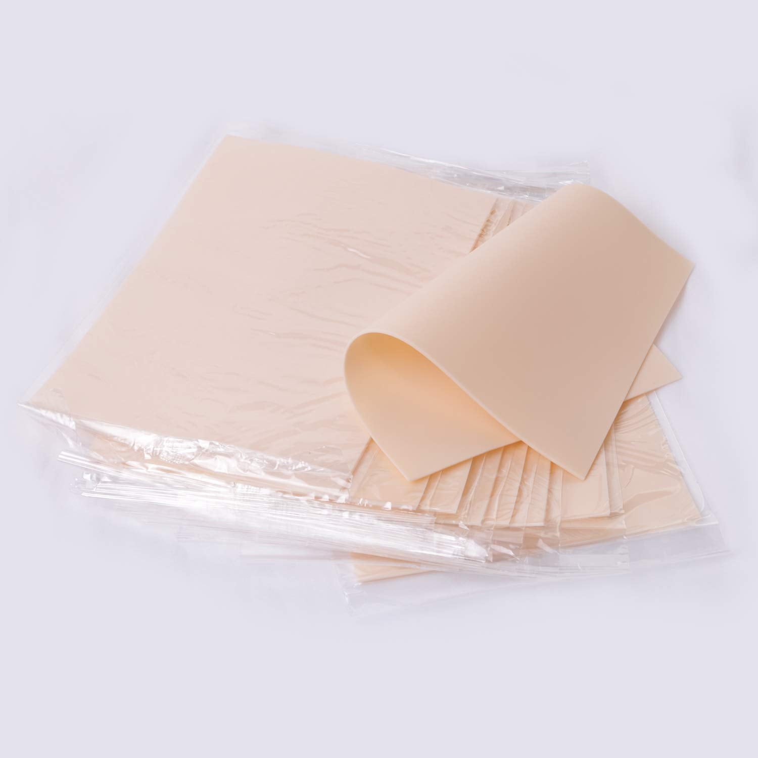 Set 10 piei artificiale practica, piele pentru micropigmentare si tatuaje, cu 2 fete, 20 x 15 cm din cauciuc