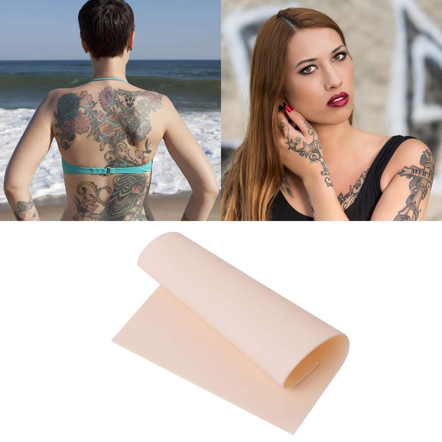 Set 10 piei artificiale practica, piele pentru micropigmentare si tatuaje, cu 2 fete, 20 x 15 cm din cauciuc