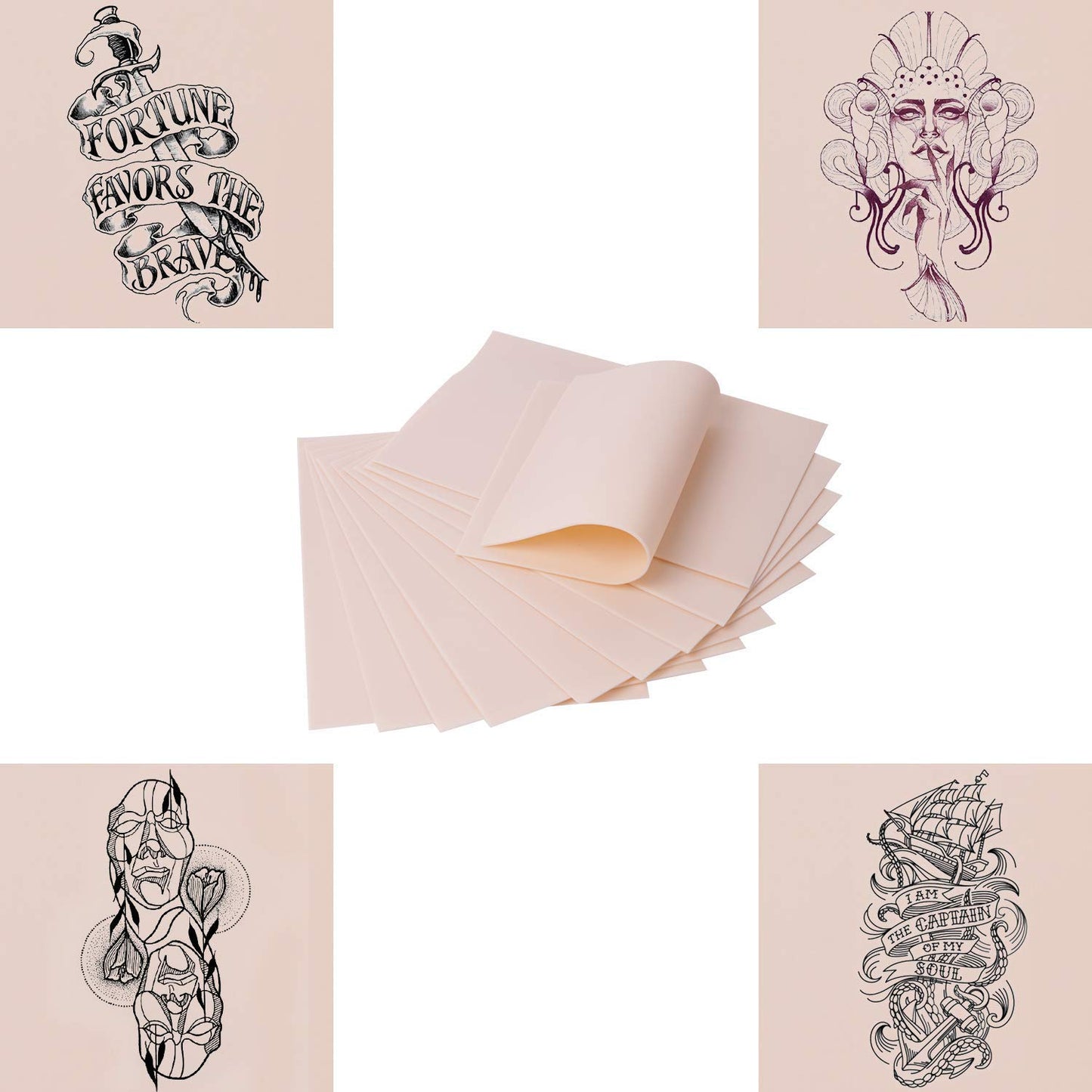 Set 10 piei artificiale practica, piele pentru micropigmentare si tatuaje, cu 2 fete, 20 x 15 cm din cauciuc