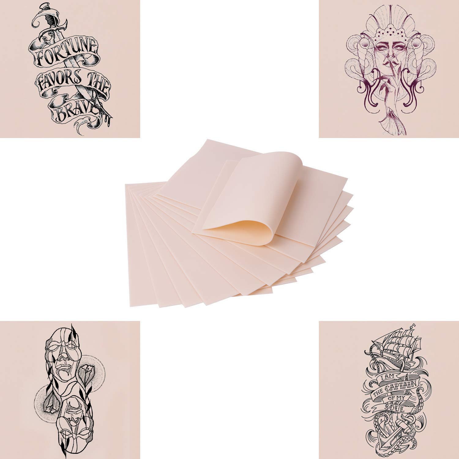 Set 10 piei artificiale practica, piele pentru micropigmentare si tatuaje, cu 2 fete, 20 x 15 cm din cauciuc
