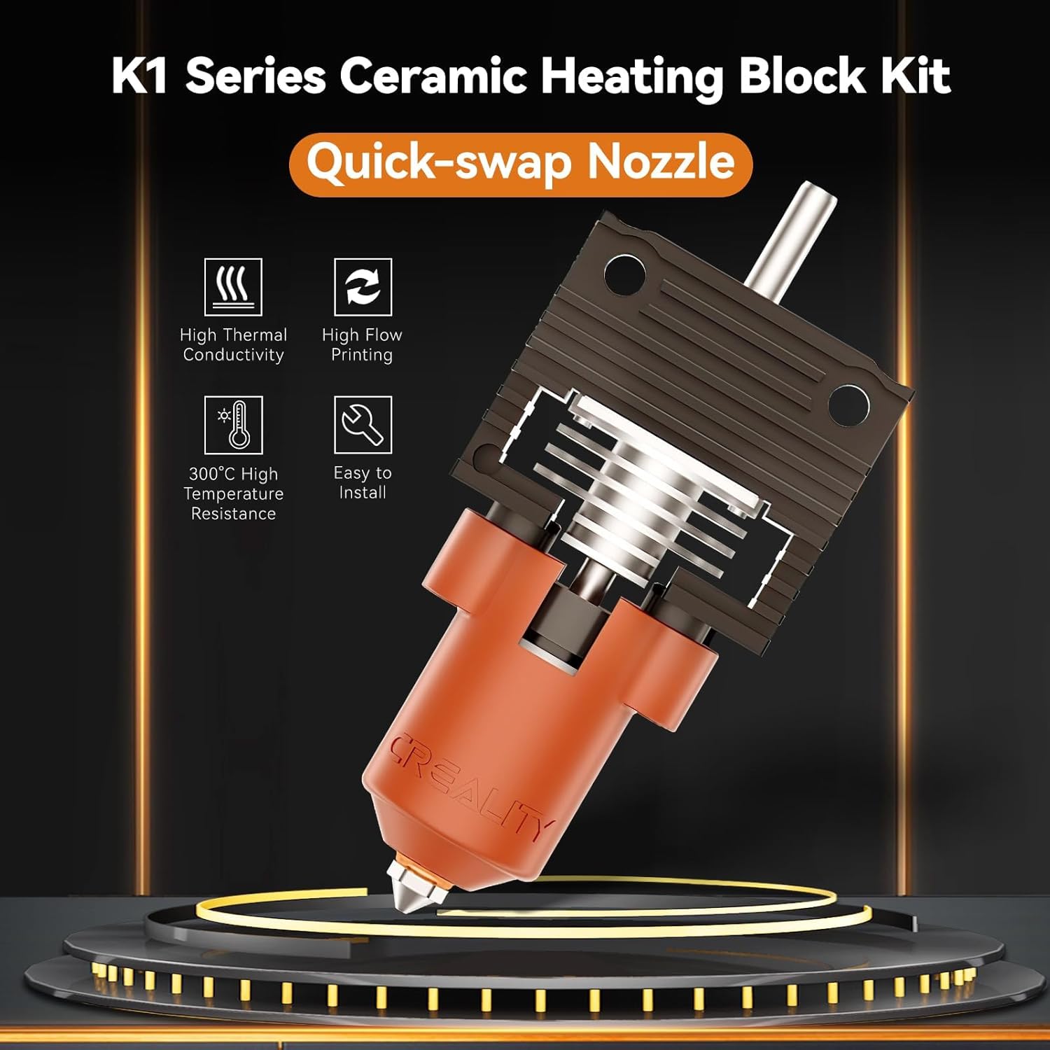Kit cap de printare, hotend imprimanta 3D Creality K1/K1 Max/K1C, incalzitor ceramic, suporta pana la 300 °C, viteza mare de printare pana la 600 mm/s, multifunctional