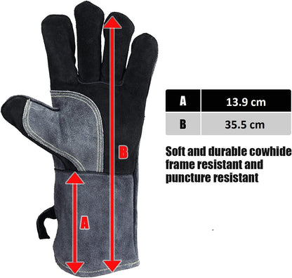 Manusi termorezistente pentru gratar, cuptor bucatarie, sudura, din piele, rezistente la caldura 500°C