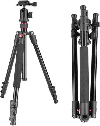 Trepied foto telescopic Neewer 56-158 cm, cap cu bila cu placa de eliberare rapida, suruv 1/4 inch, picioare rotative 180 grade, cu geanta de protectie si transport, capacitate de incarcare pana la 8 kg, pentru camera foto, video