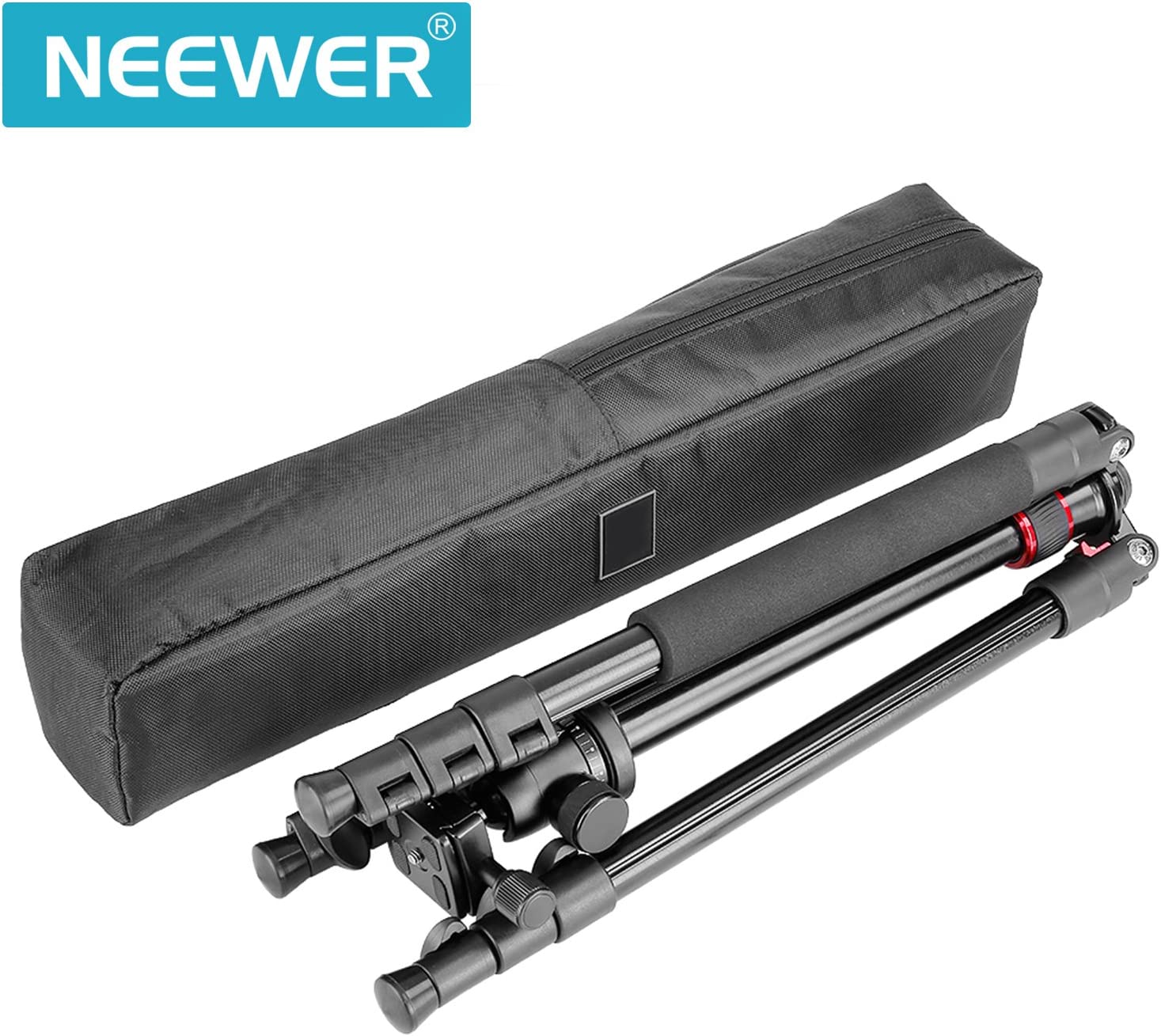 Trepied foto telescopic Neewer 56-158 cm, cap cu bila cu placa de eliberare rapida, suruv 1/4 inch, picioare rotative 180 grade, cu geanta de protectie si transport, capacitate de incarcare pana la 8 kg, pentru camera foto, video