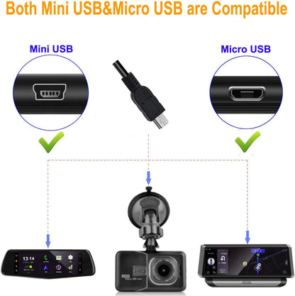 Kit pentru camera de bord cu transformator 12-24V la 5V cu mini USB, cu adaptor circuit suplimentar ACN/ACS/ACU/ACZ si adaptor micro USB, pentru masina, SUV, camion