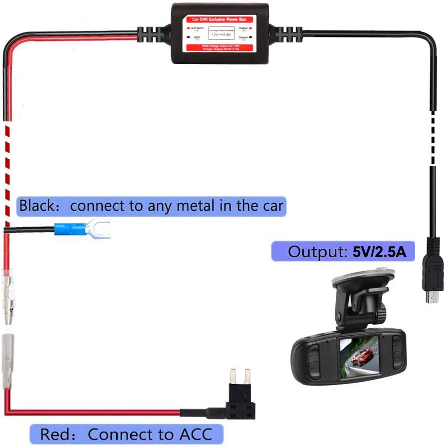 Kit pentru camera de bord cu transformator 12-24V la 5V cu mini USB, cu adaptor circuit suplimentar ACN/ACS/ACU/ACZ si adaptor micro USB, pentru masina, SUV, camion