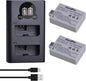 Set 2 acumulatori LP-E5 1500 mAh cu incarcator dublu cu indicator LED si port Micro USB si USB C, pentru Canon LP-E5, Canon EOS Rebel XS, Rebel T1i, Rebel XSi, 1000D, 500D, 450D, Kiss X3, Kiss X2 si Kiss F