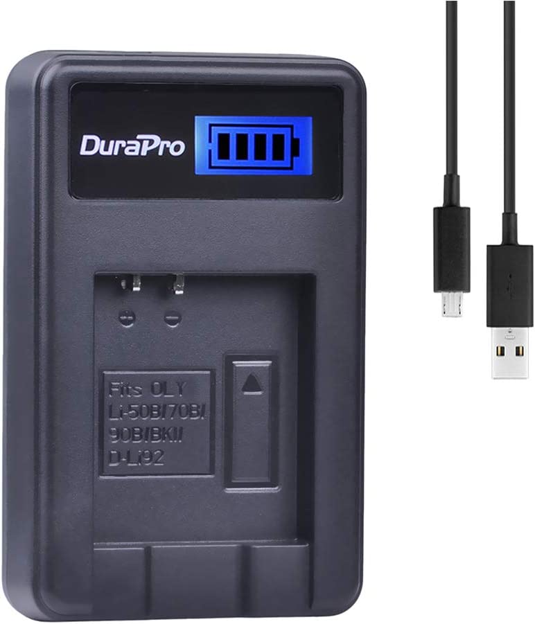 Set 2 acumulatori LI-90B 1270 mAh si incarcator cu display LCD pentru Olympus Tough TG-5, TG Tracker, SH-1, SH-2, SP-100 IHS, Tough TG-1 iHS, Tough TG-2 iHS, Tough TG -3, Camera Tough TG-4,SH60, XZ-2 iHS
