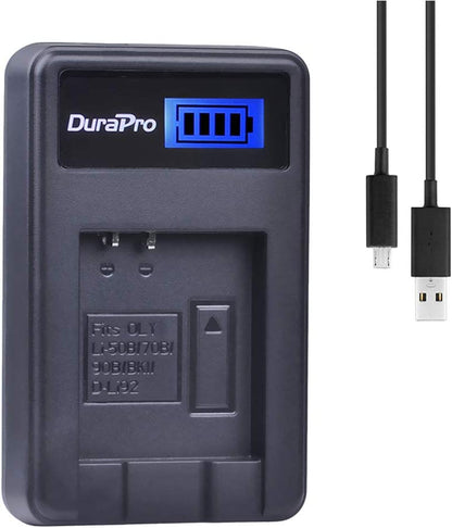 Set 2 acumulatori LI-90B 1270 mAh si incarcator cu display LCD pentru Olympus Tough TG-5, TG Tracker, SH-1, SH-2, SP-100 IHS, Tough TG-1 iHS, Tough TG-2 iHS, Tough TG -3, Camera Tough TG-4,SH60, XZ-2 iHS