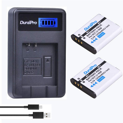 Set 2 acumulatori LI-90B 1270 mAh si incarcator cu display LCD pentru Olympus Tough TG-5, TG Tracker, SH-1, SH-2, SP-100 IHS, Tough TG-1 iHS, Tough TG-2 iHS, Tough TG -3, Camera Tough TG-4,SH60, XZ-2 iHS