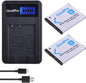 Set de 2 acumulatori NP-BN1 1200 mAh si incarcator cu display LCD, pentru Sony Cyber-Shot DSC-W800, DSC-WX220, DSC-W830, DSC-W810, Sony DSC-QX30, DSC-QX100, DSC-QX10