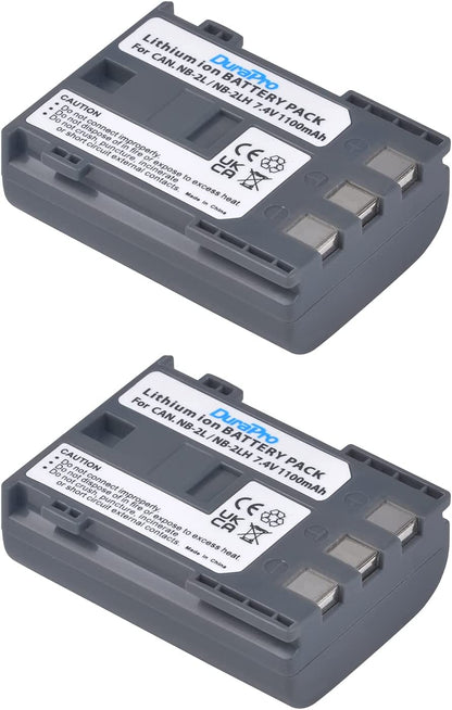 Set de 2 acumulatori NB-2L 1100 mAh si incarcator dual cu ecran LCD si 3 moduri de conectare, pentru Canon EOS 350D 400D MD265 MV960 PowerShot G7 G9 S70 S80 ZR950 ZR960 HG10 HV40