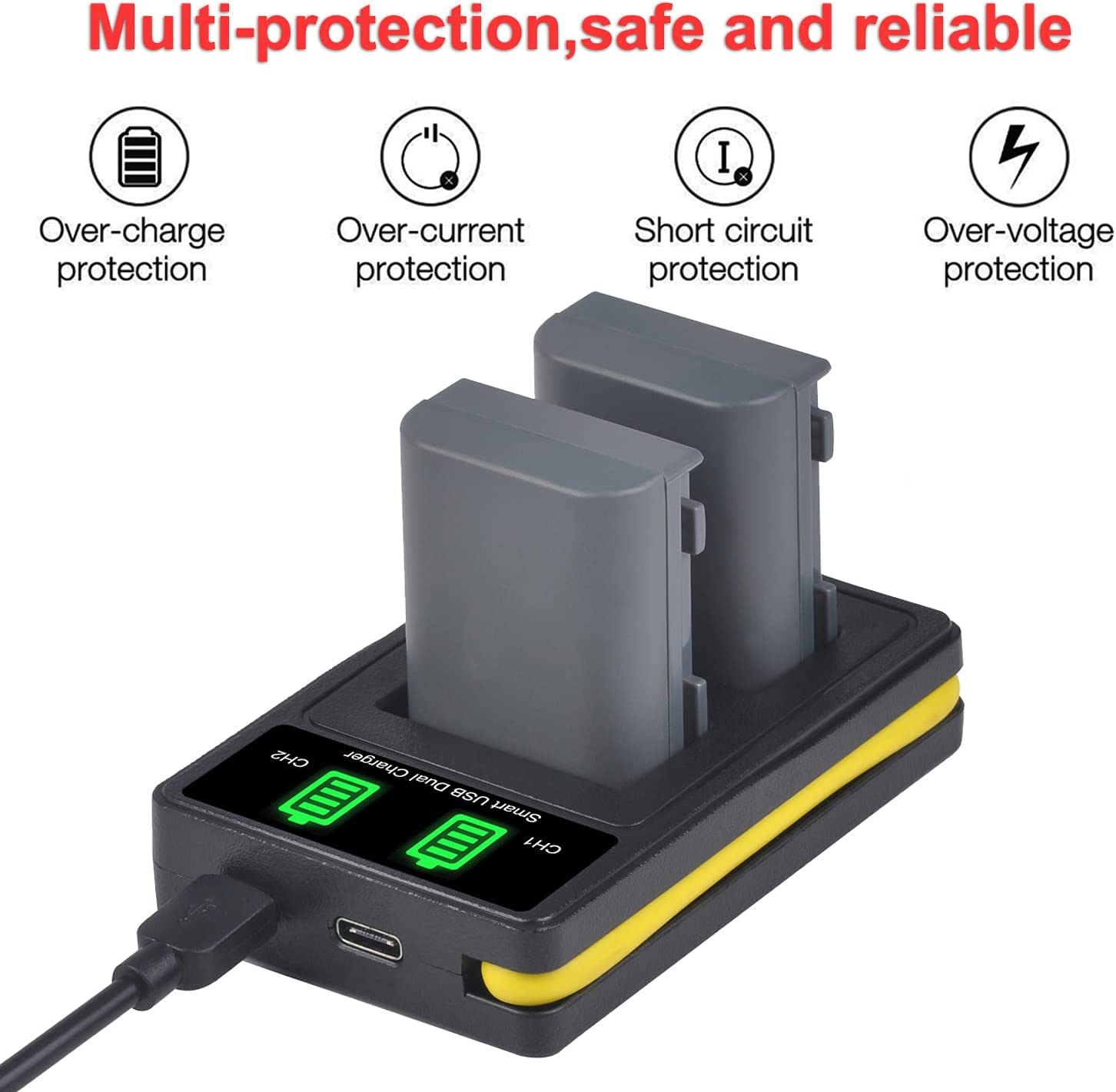 Set de 2 acumulatori NB-2L 1100 mAh si incarcator dual cu ecran LCD si 3 moduri de conectare, pentru Canon EOS 350D 400D MD265 MV960 PowerShot G7 G9 S70 S80 ZR950 ZR960 HG10 HV40