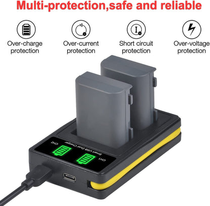 Set de 2 acumulatori NB-2L 1100 mAh si incarcator dual cu ecran LCD si 3 moduri de conectare, pentru Canon EOS 350D 400D MD265 MV960 PowerShot G7 G9 S70 S80 ZR950 ZR960 HG10 HV40