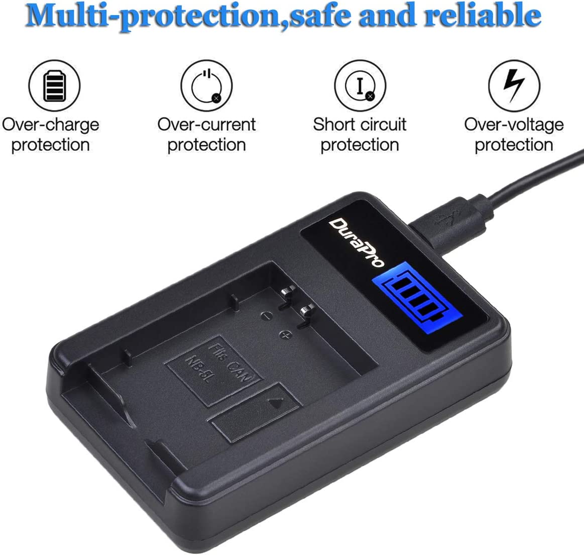 Set de 2 acumulatori NB-5L 1400 mAh cu incarcator cu display LCD pentru Canon NB-5L si Canon PowerShot SX230, SX220, S100, S110, SD700 is, SD790 is, SD800 is, SD850 is, SD870 is