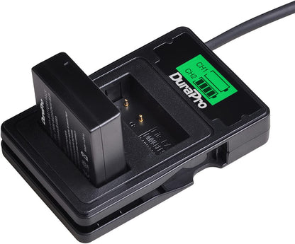 Set de 2 acumulatori DMW-BLE9 1200 mAh cu incarcator dublu cu ecran LCD si 3 moduri de incarcare Micro USB, USB C si USB incorporat, pentru Panasonic DMW-BLG10E Lumix DC TZ202 GX9 DC-LX100 II TZ101 TZ91 TZ81 GF6 GX7 GX80 LX100