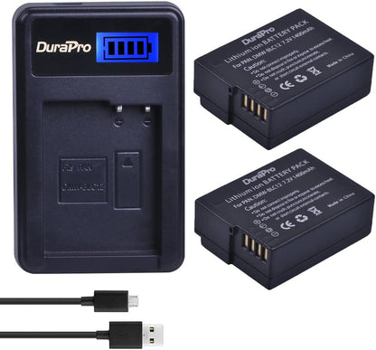 Set de 2 acumulatori DMW-BLC12 1400 mAh cu incarcator cu display LCD pentru Panasonic Lumix FZ1000, FZ200, FZ300, FZ330, FZ300K, G5, G6, G7