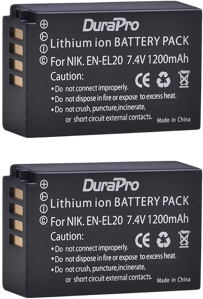 Set de 2 acumulatori EN-EL20 1200 mAh cu incarcator cu display LCD pentru Nikon EN-EL20, EN-EL20a, Nikon Coolpix P1000, Nikon 1 J1/1 J2/1 J3/1 S1/1 V3
